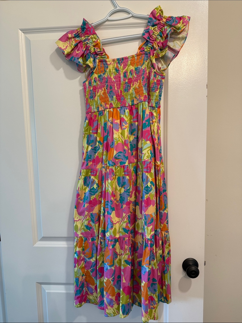 Crosby Floral Smocked Maxi Dress with Ruffle Sleeves - Multicolor